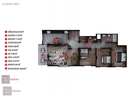 3+1 DAİRE CUMHURİYET SİTESİ